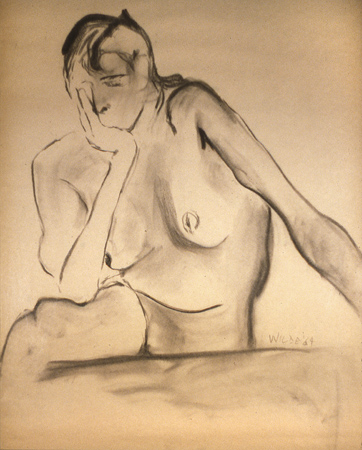 early drawing titled thinking, 1964
